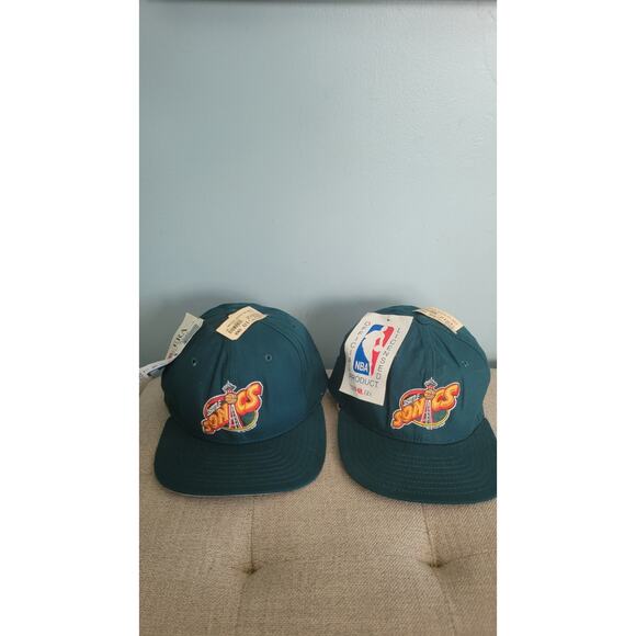 Vintage 90s New Era Seattle SuperSonics Hat Teal Snapback NWT Made in USA NBA... - Picture 13 of 16